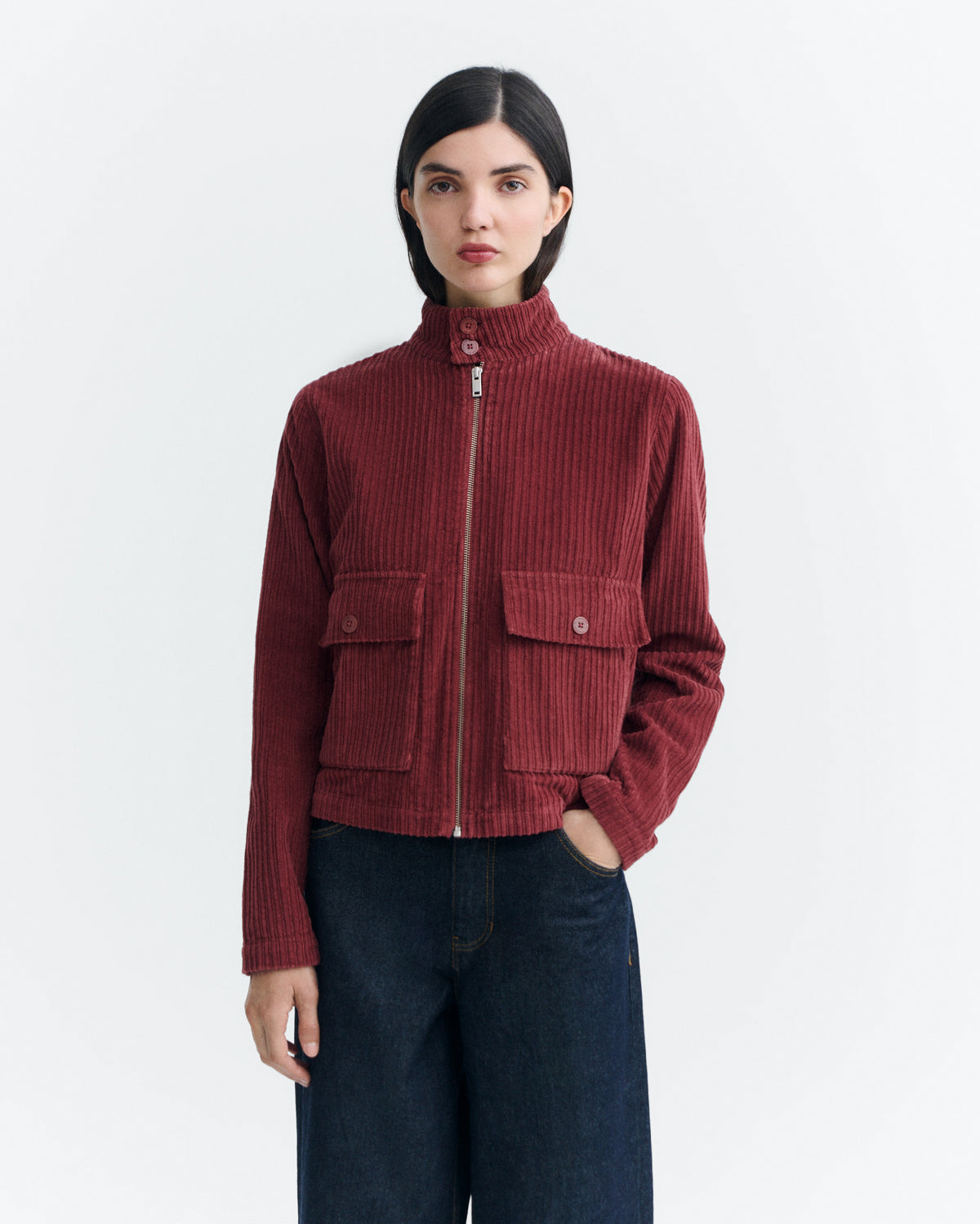 Chaqueta pana roja Delia sostenible - 3