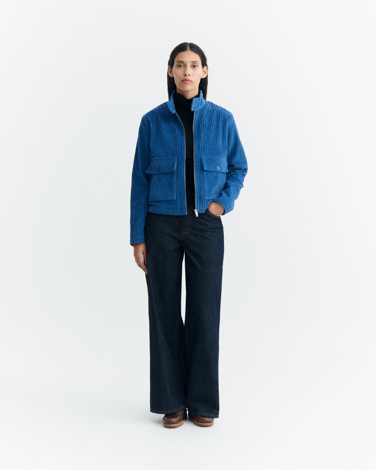 Chaqueta pana azul Delia sostenible - 1