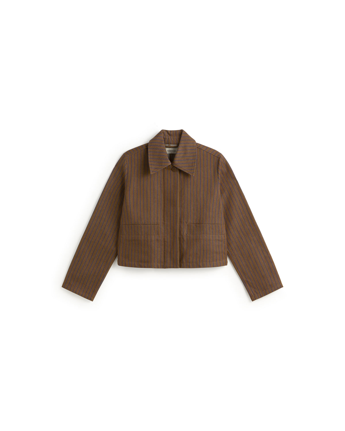 Chaqueta rayas tinte natural marrón Astrid sostenible silueta - 1