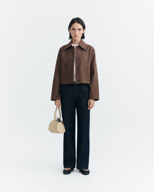 Chaqueta rayas tinte natural marrón Astrid sostenible - 1