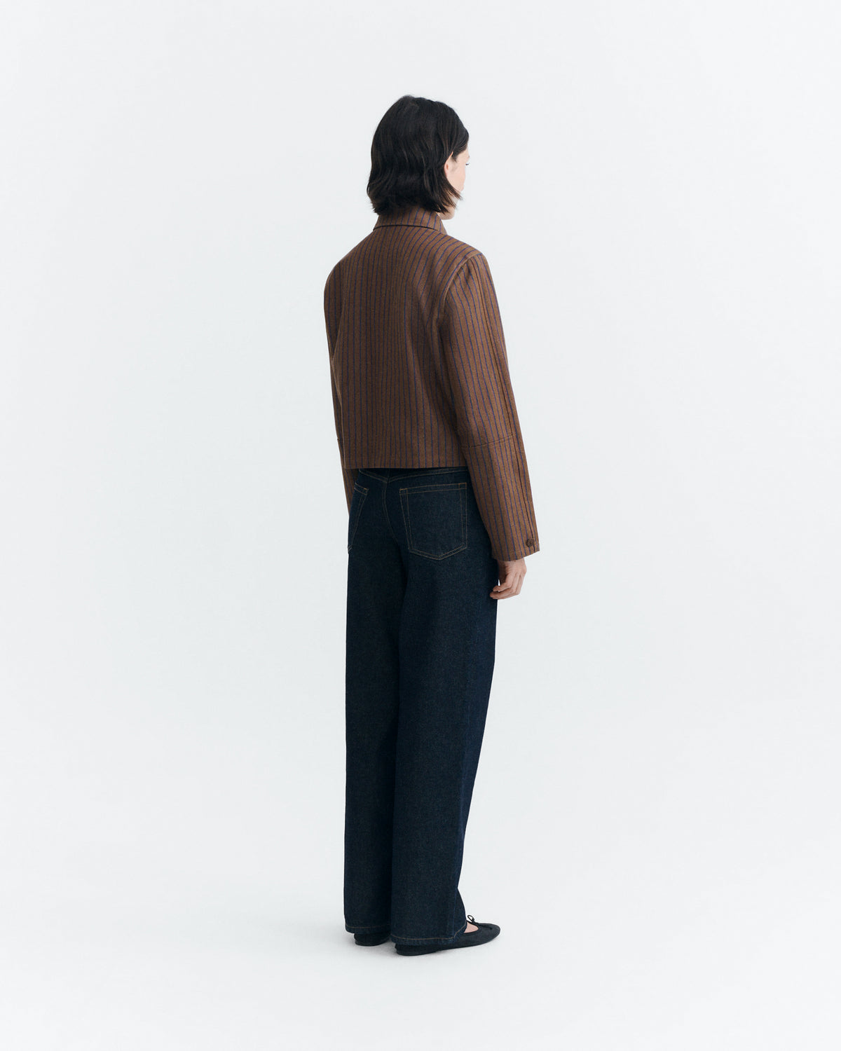 Chaqueta rayas tinte natural marrón Astrid sostenible - 4