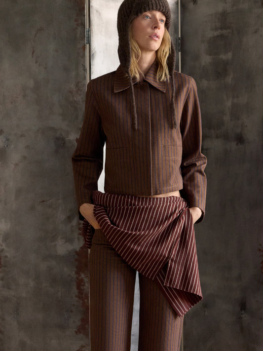 Brown striped natural dyes Astrid jacket