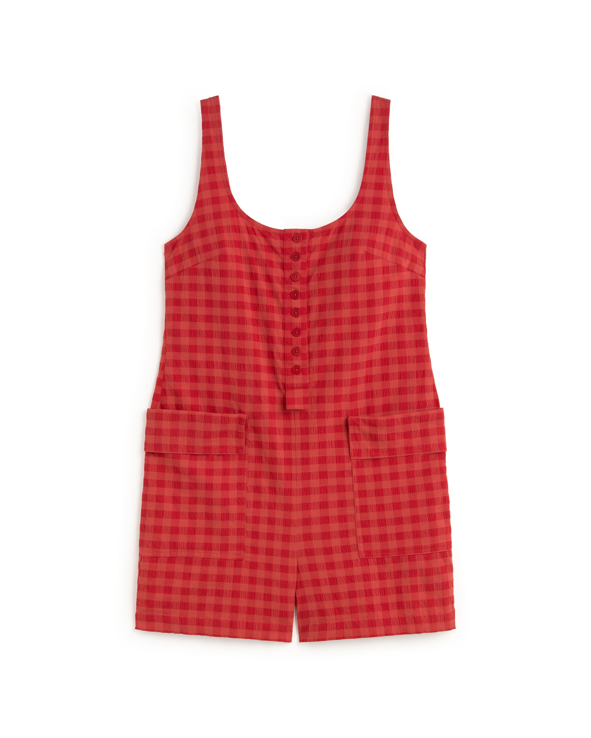 Mono seersucker rojo Maud sostenible silueta - 1