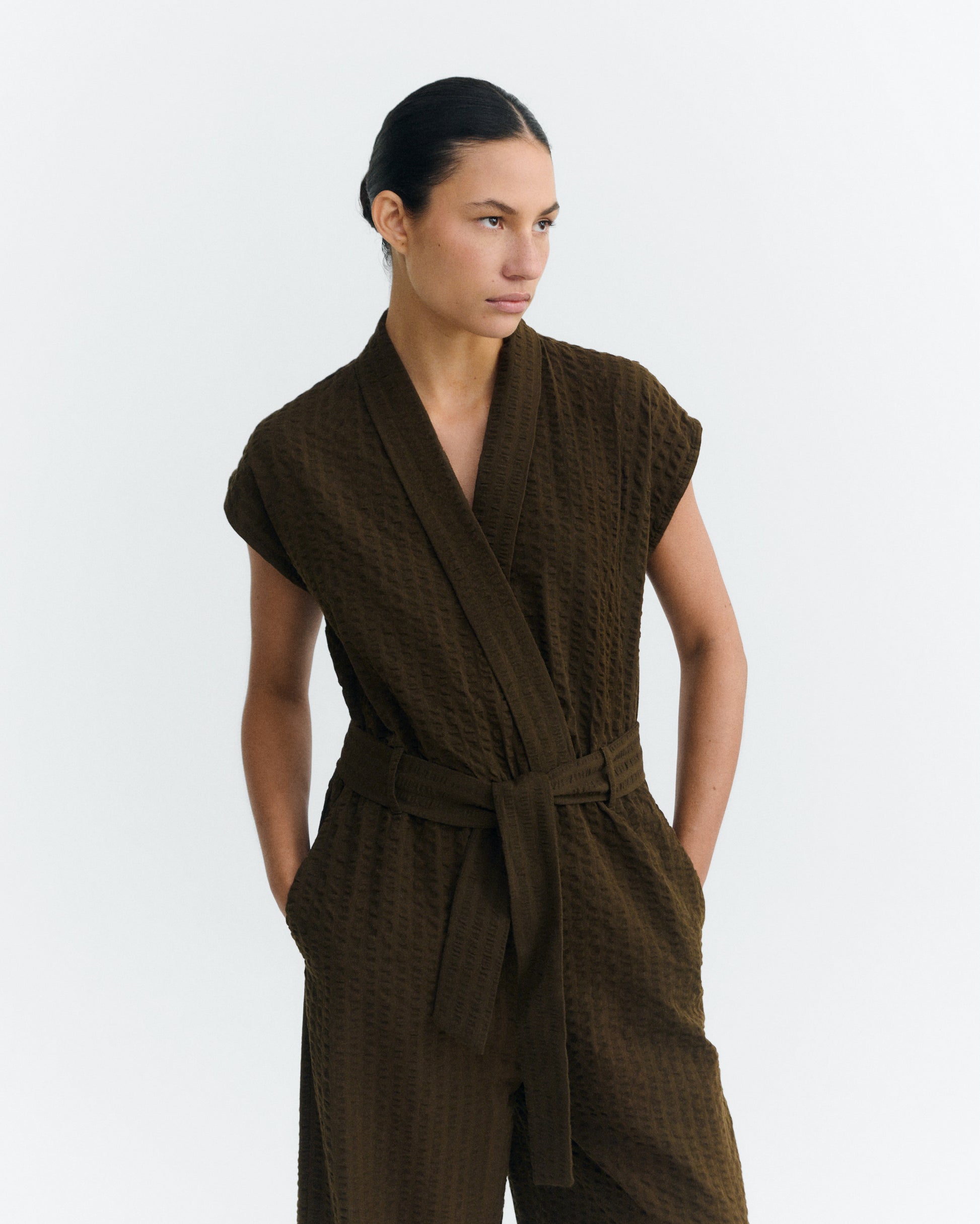 Mono seersucker marrón lazo Malawi sostenible - 2