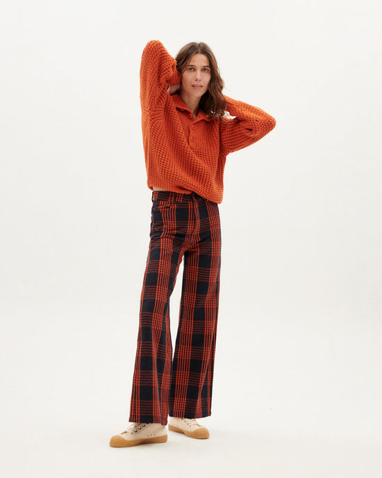 Pantalon thick checks Coral