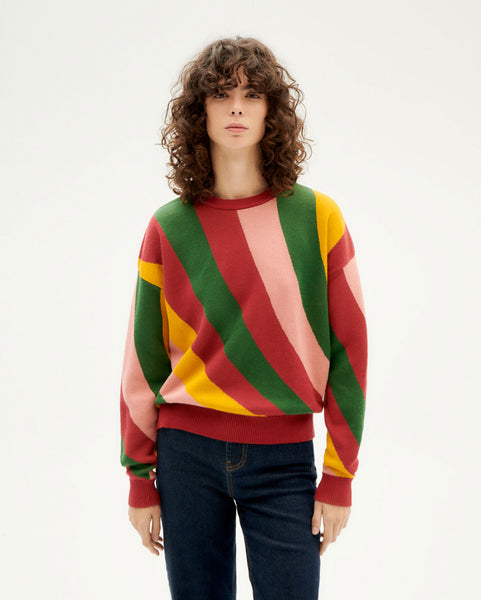 Red yellow green hot sale blue sweater