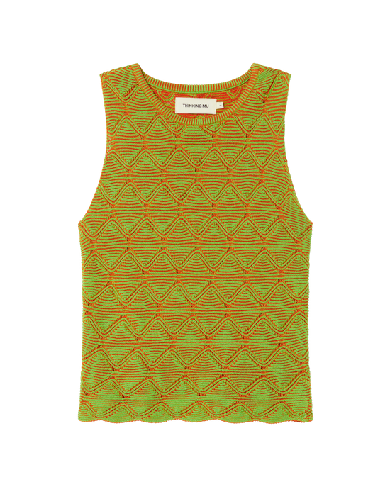 Tank top verde punto Aura sostenible -siluetax