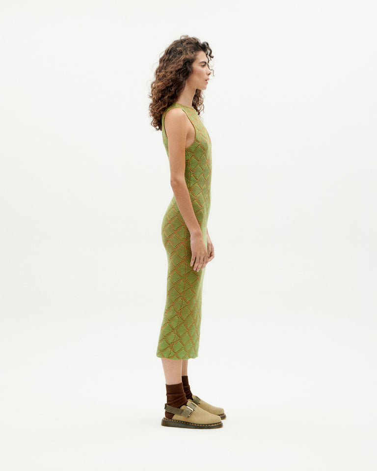 Vestido verde punto Pippi sostenible -3