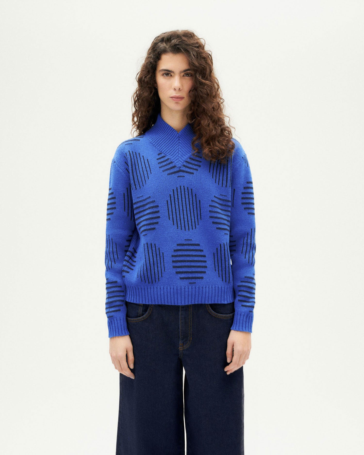 Merino wool blue sweater japan Miranda sustainable woman