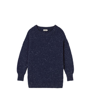 Jersey oversize lana merino azul Liza sostenible silueta - 1