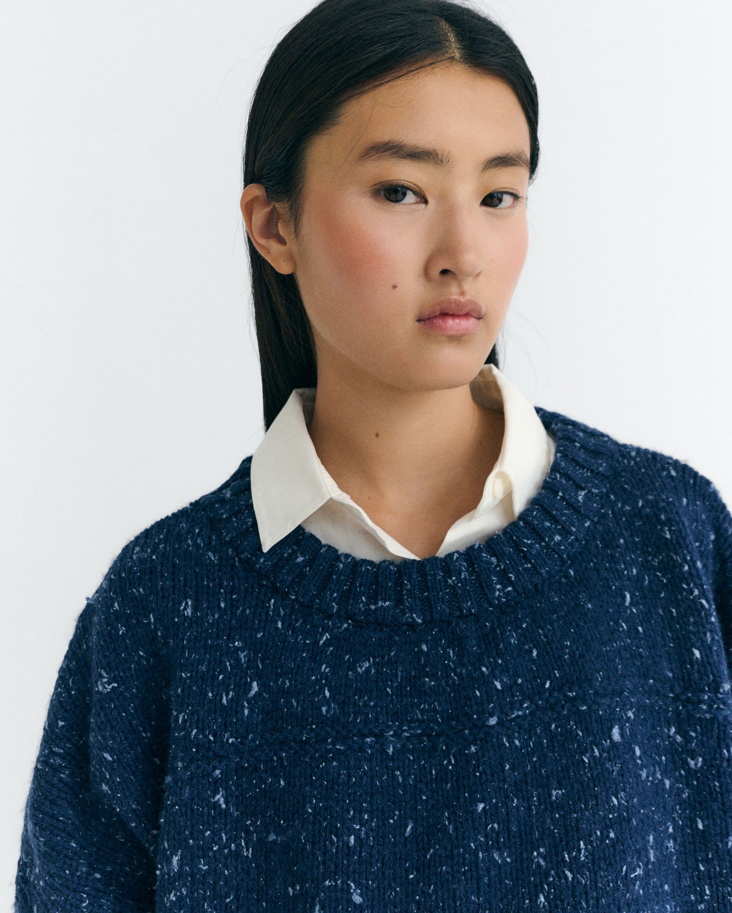 Jersey oversize lana merino azul Liza sostenible - 3