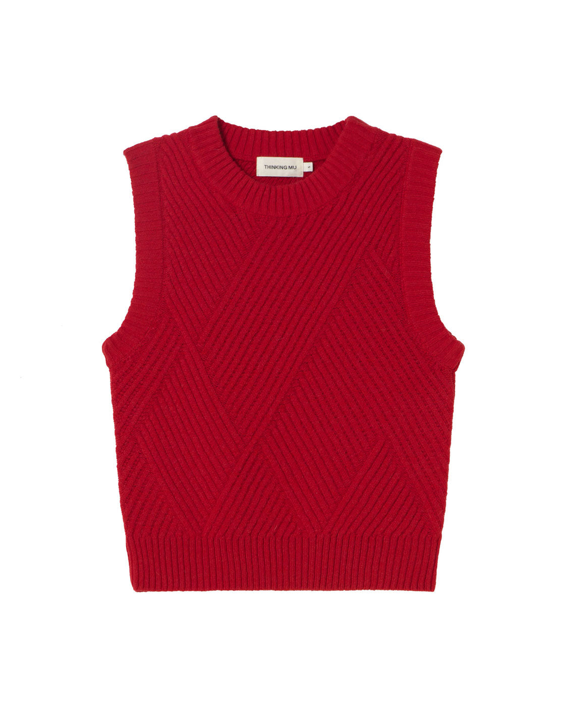 Chaleco punto lana rojo Kaia sostenible silueta - 1
