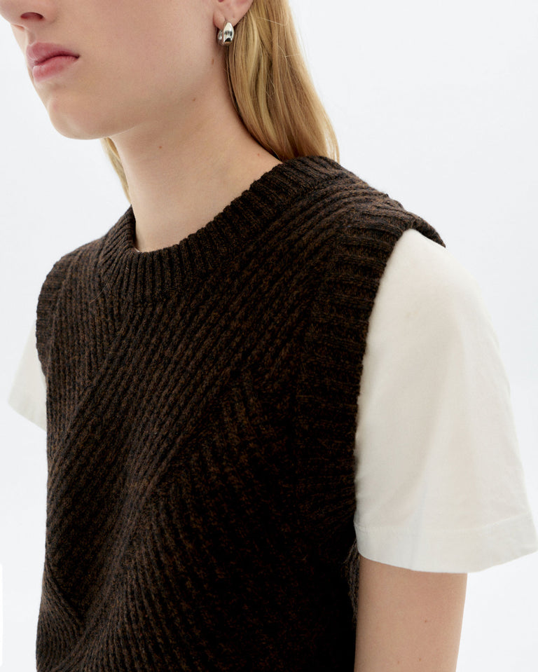 Chaleco punto lana marrón Kaia sostenible - 3