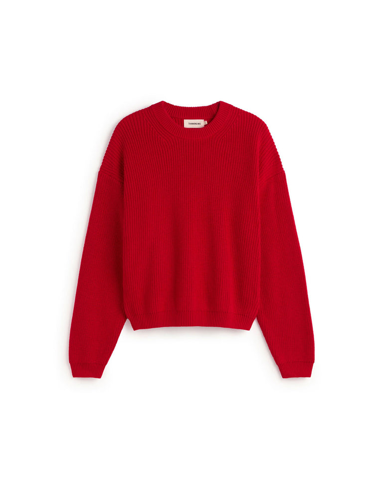 Jersey rojo algodón orgánico Carmen sostenible silueta - 1