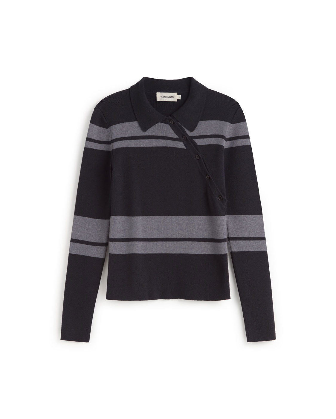 Sueter lana merino rayas gris Dante sostenible silueta - 1