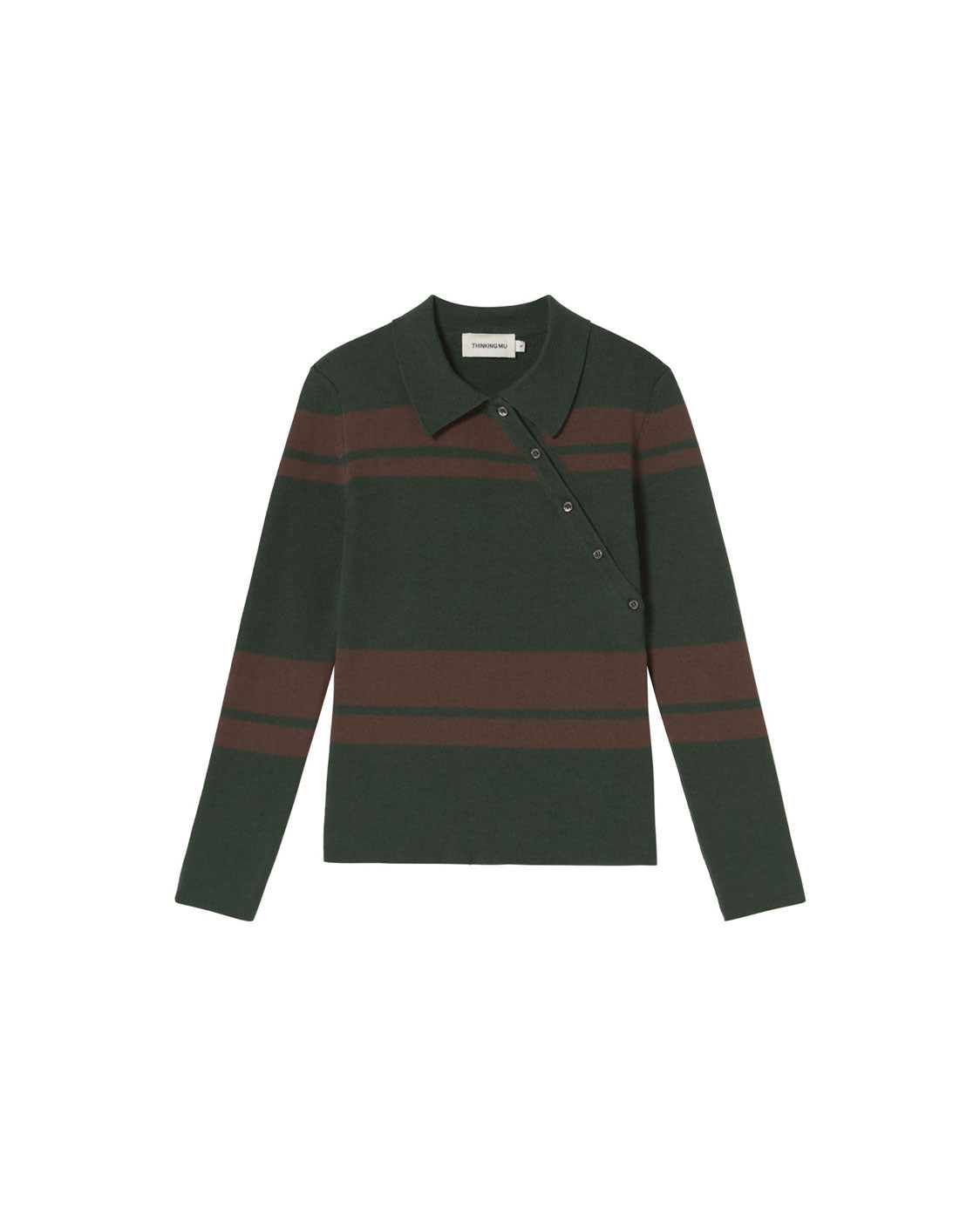 Sueter lana merino rayas verde Dante sostenible silueta - 1