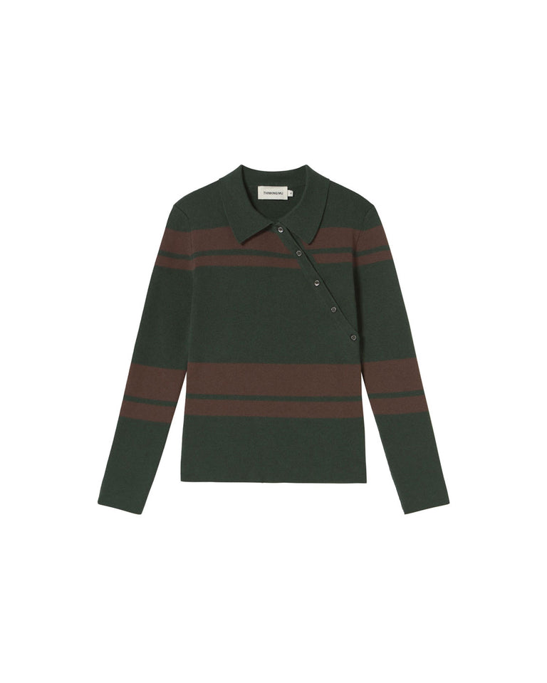 Sueter lana merino rayas verde Dante sostenible silueta - 1