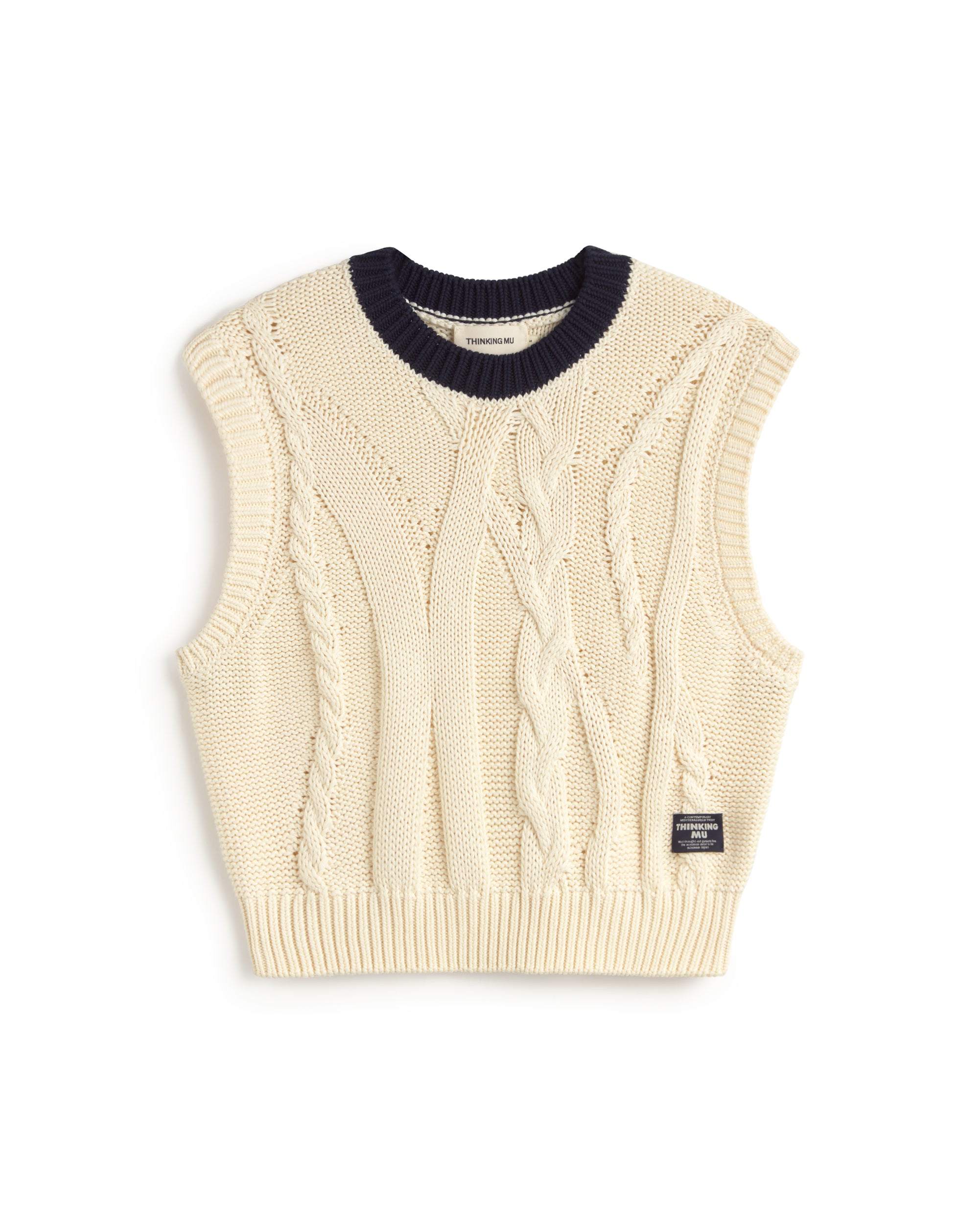 Women's Ecru Knitted Vest Aria | Thinking Mu