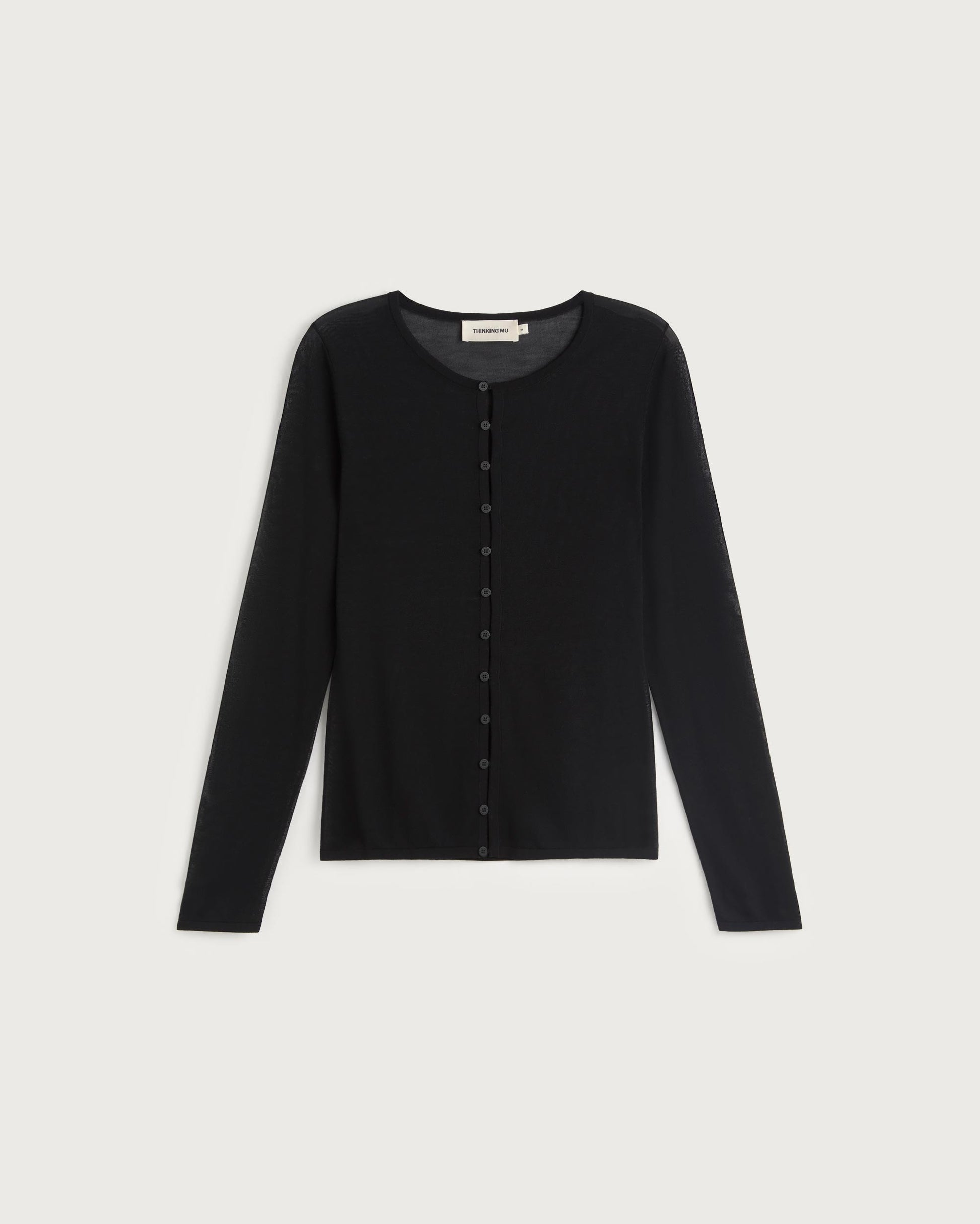 Cardigan punto negro transparente Manon sostenible silueta - 1