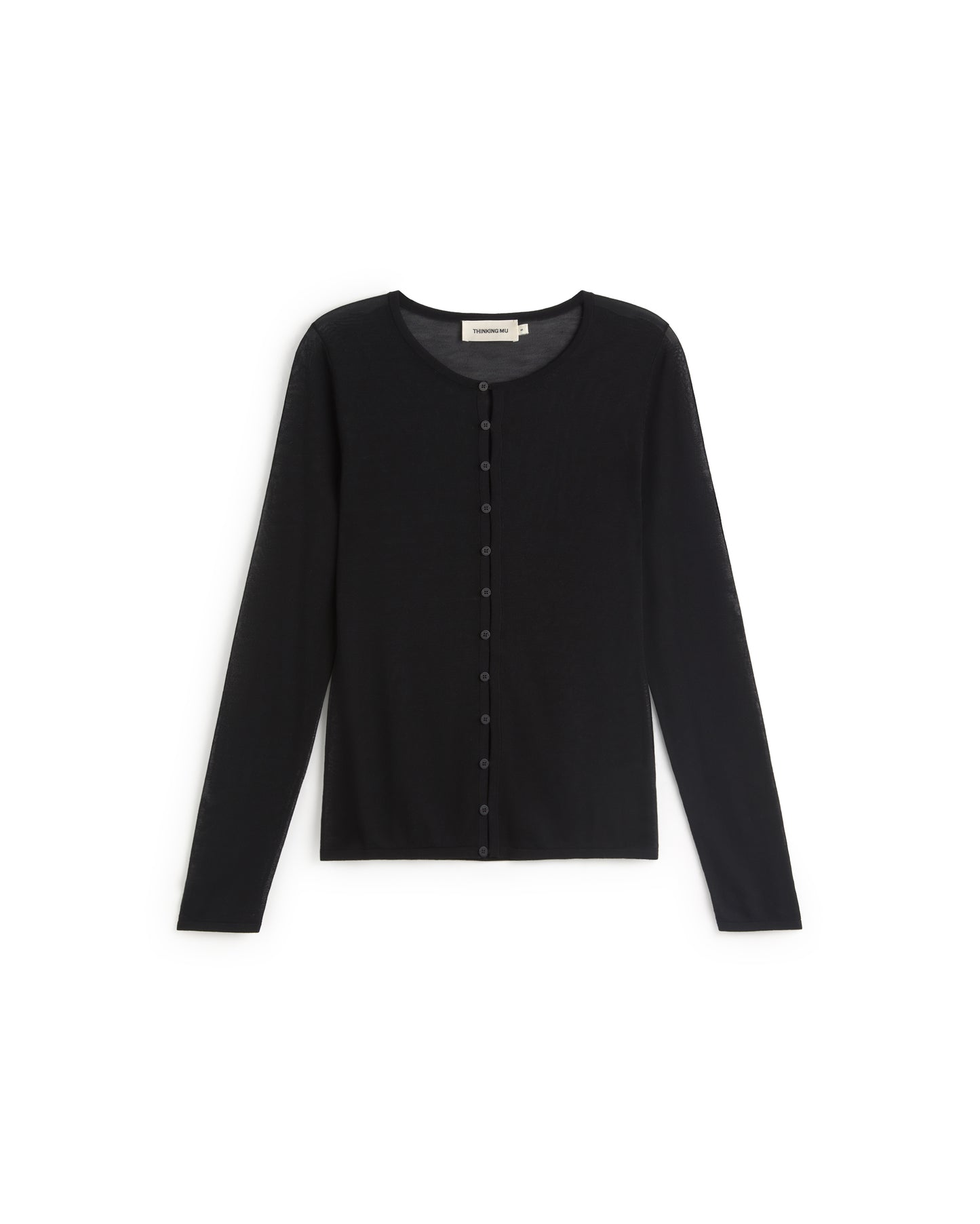 Cardigan punto negro transparente Manon sostenible silueta - 1