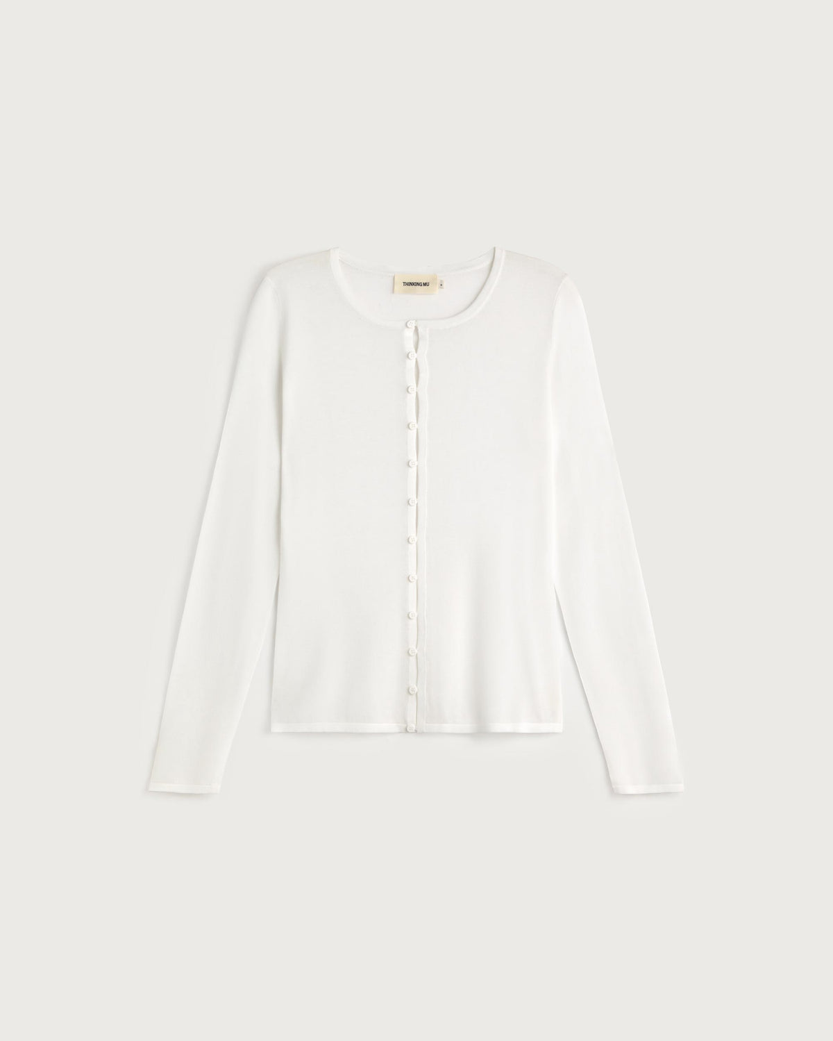 Cardigan punto crudo transparente Manon sostenible silueta - 1