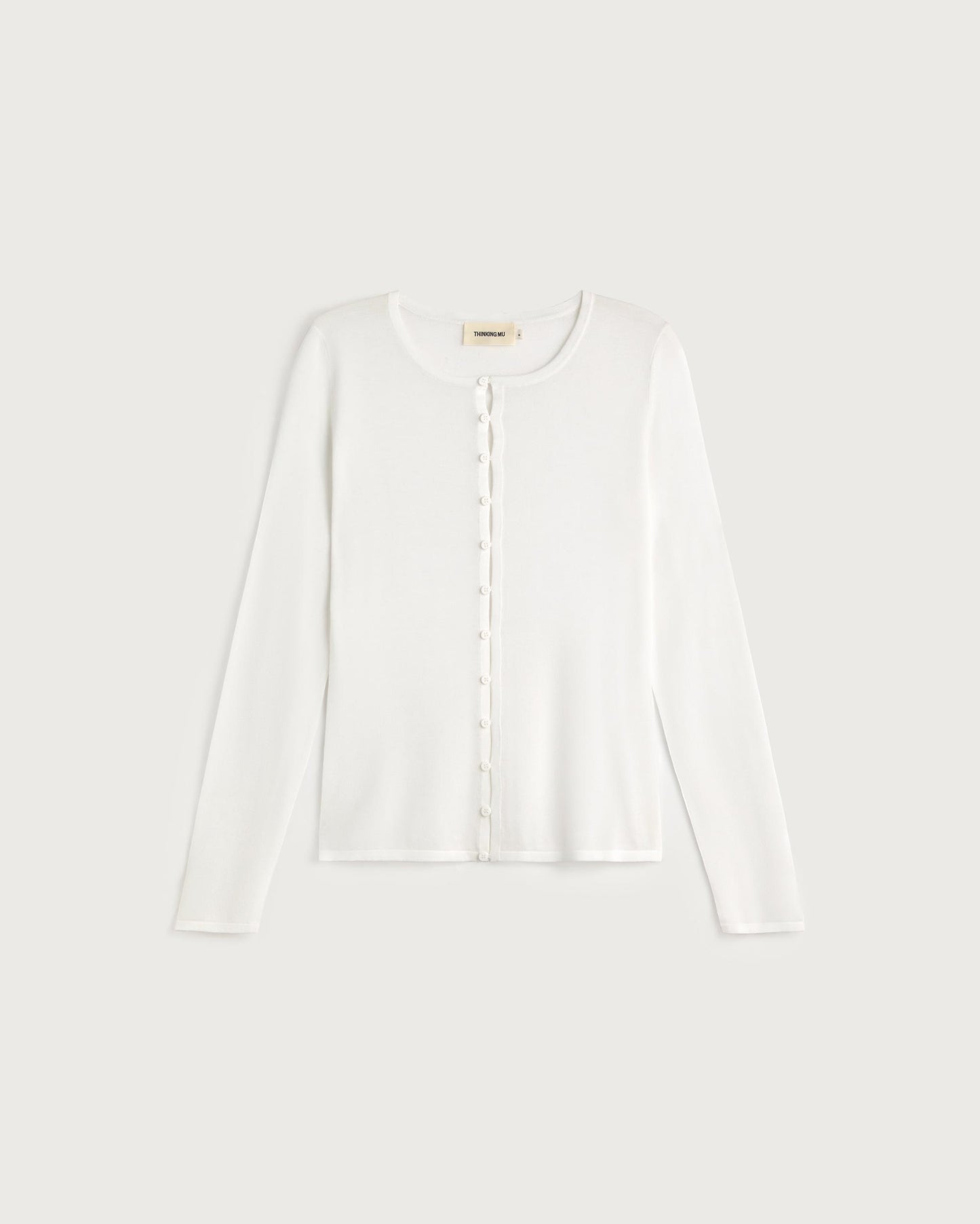 Cardigan punto crudo transparente Manon sostenible silueta - 1