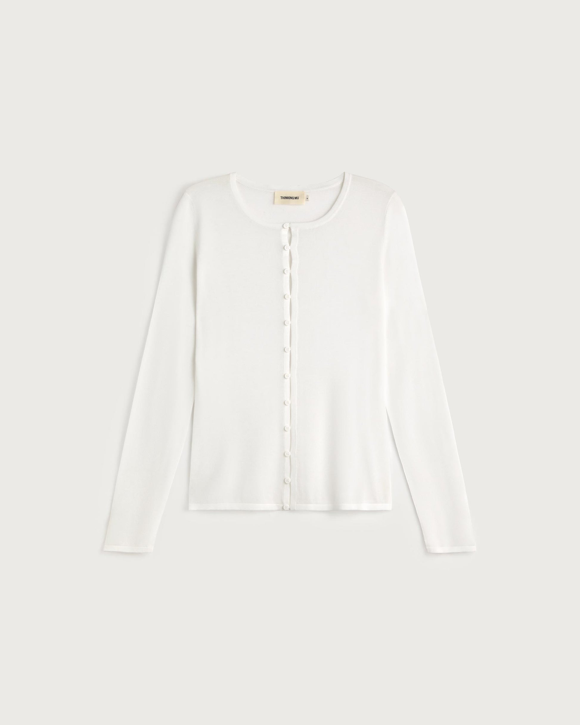 Cardigan punto crudo transparente Manon sostenible silueta - 1