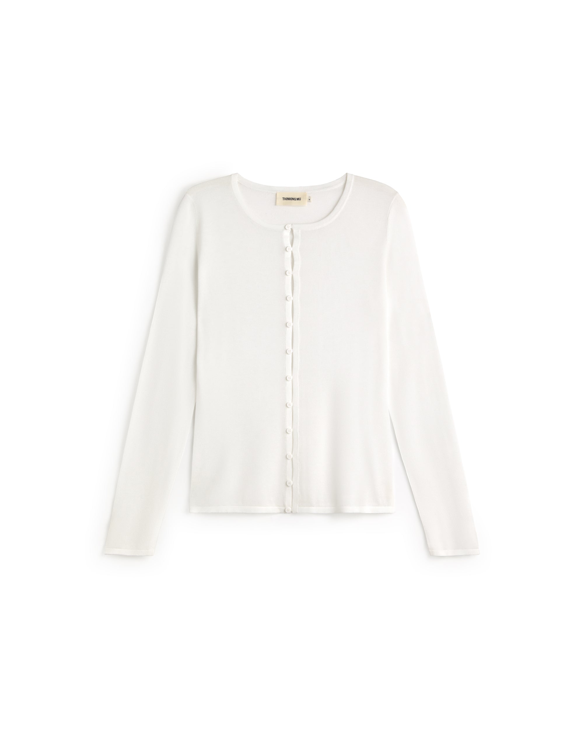 Cardigan Women's Knitted Ecru Transparent Manon | Thinking Mu