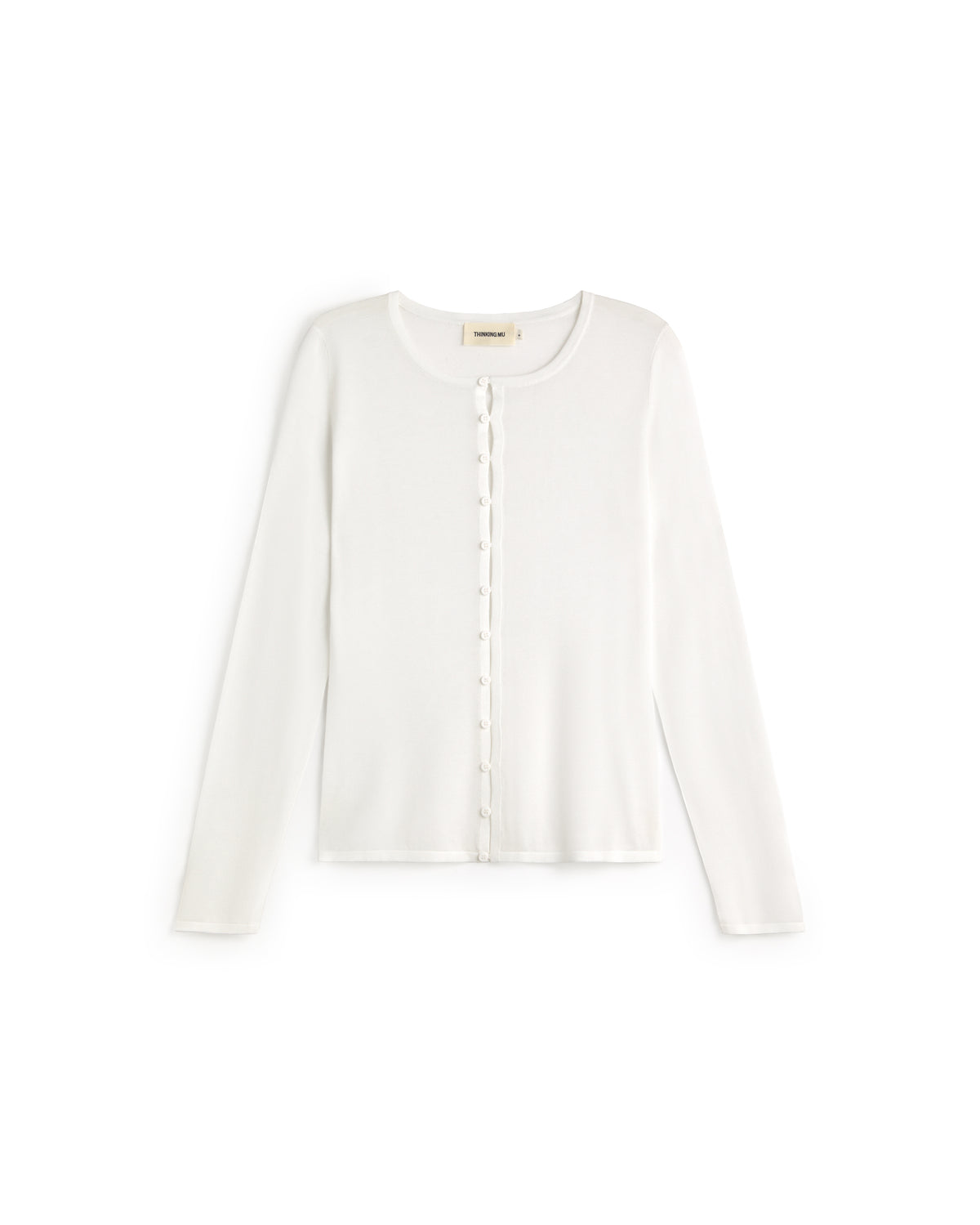 Cardigan punto crudo transparente Manon sostenible silueta - 1