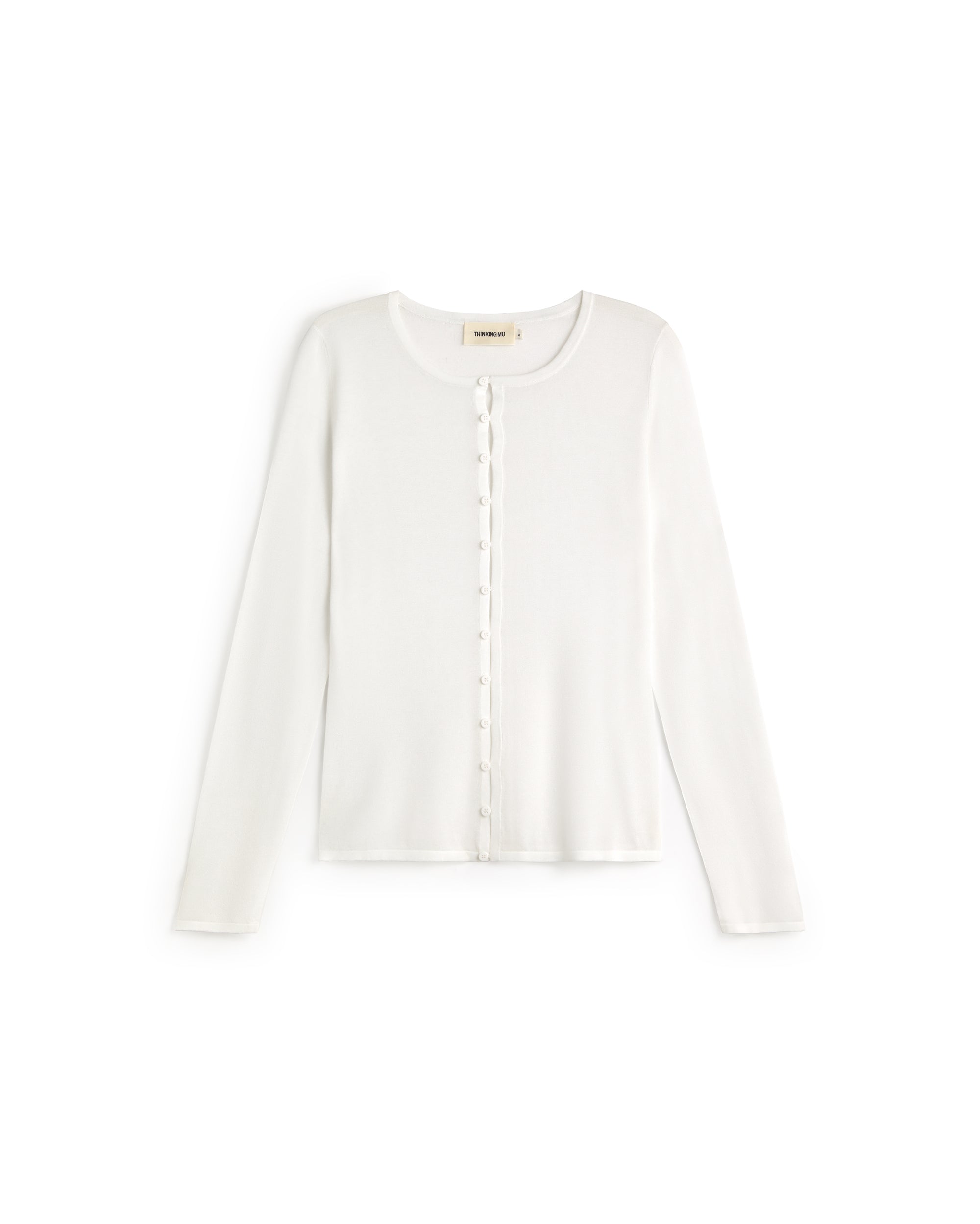 Cardigan punto crudo transparente Manon sostenible silueta - 1