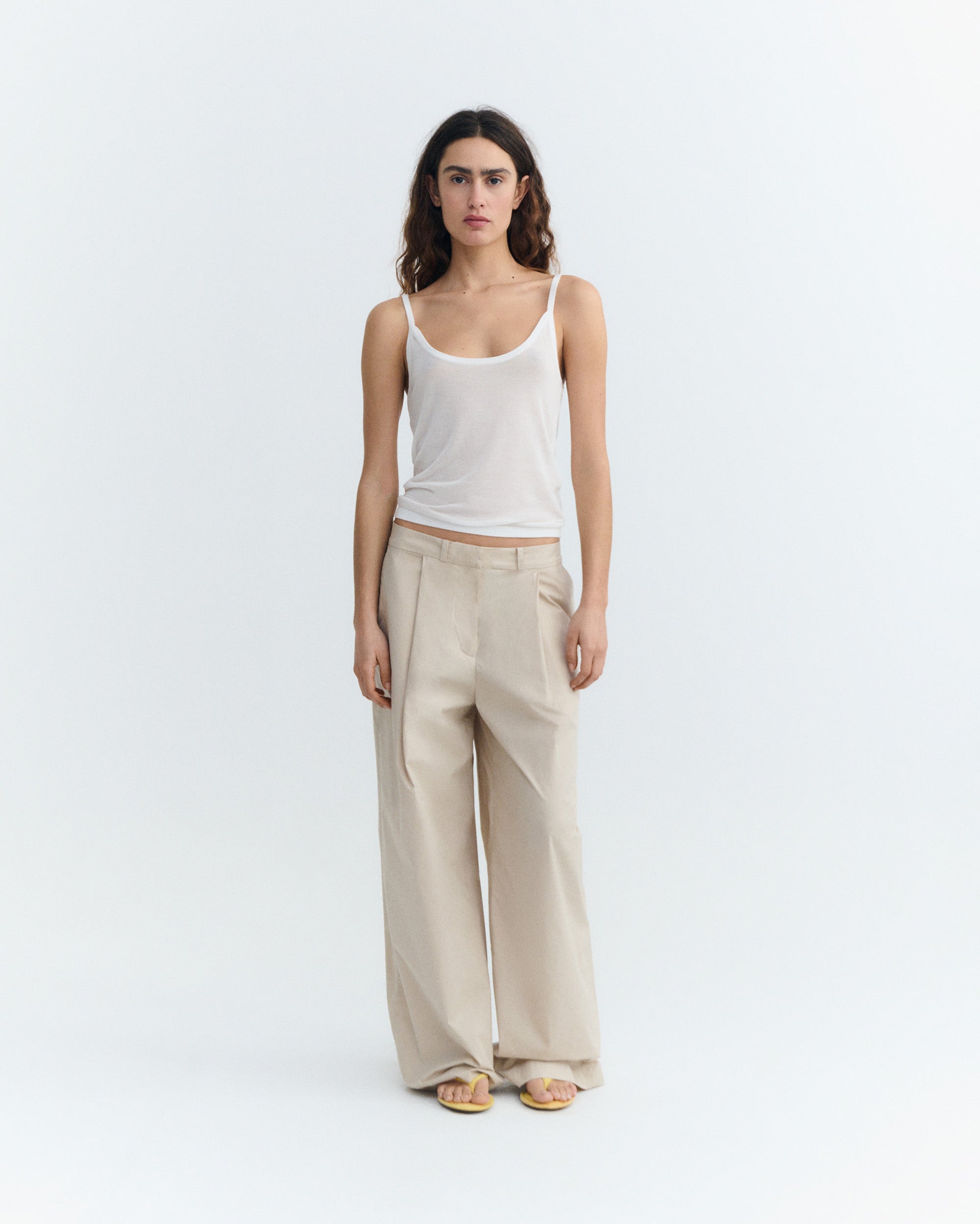 Women's Knitted Top Ecru Transparent Dim | Thinking Mu