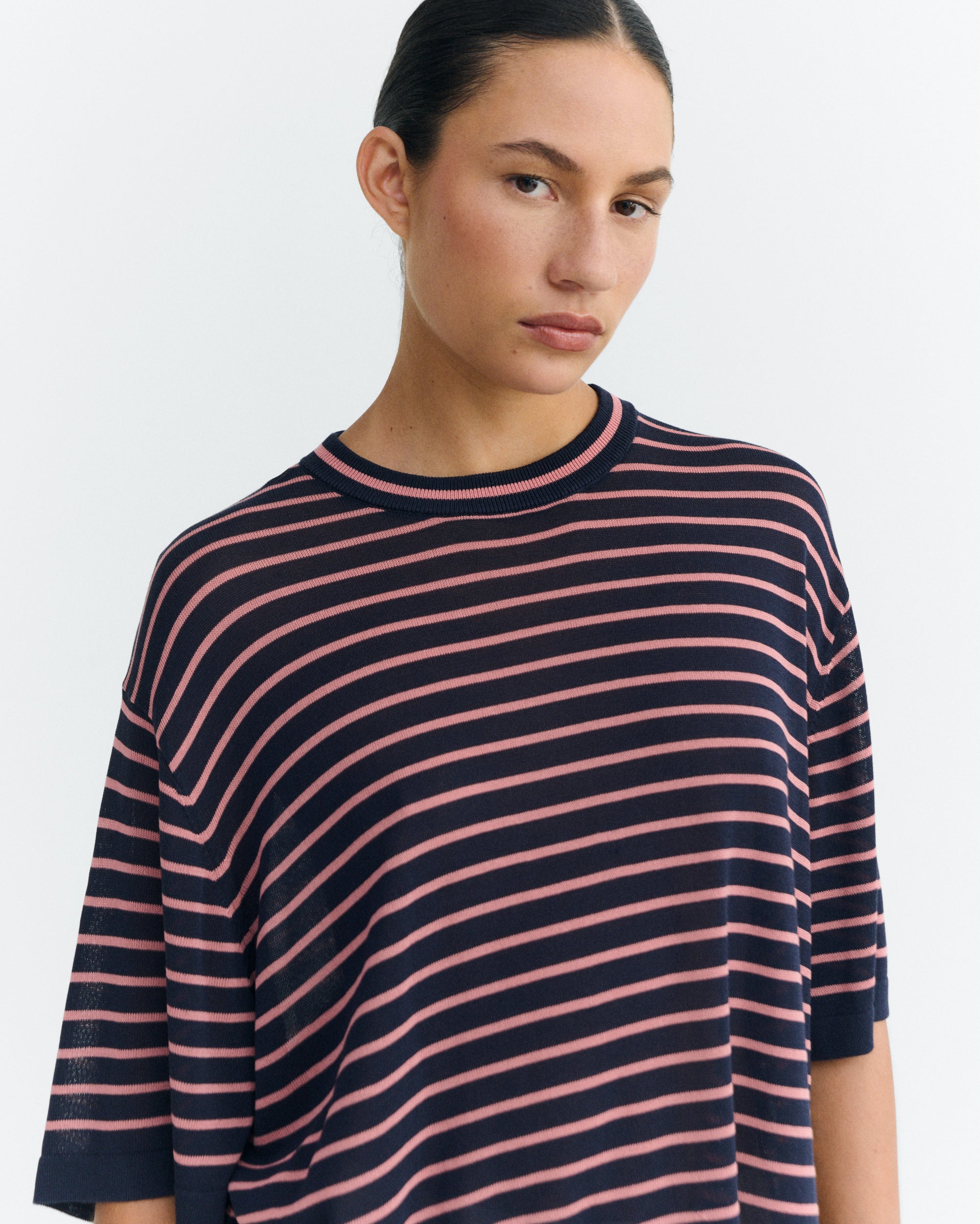 Women's Oversize Knitted T-shirt Zenna Stripes | Thinking Mu