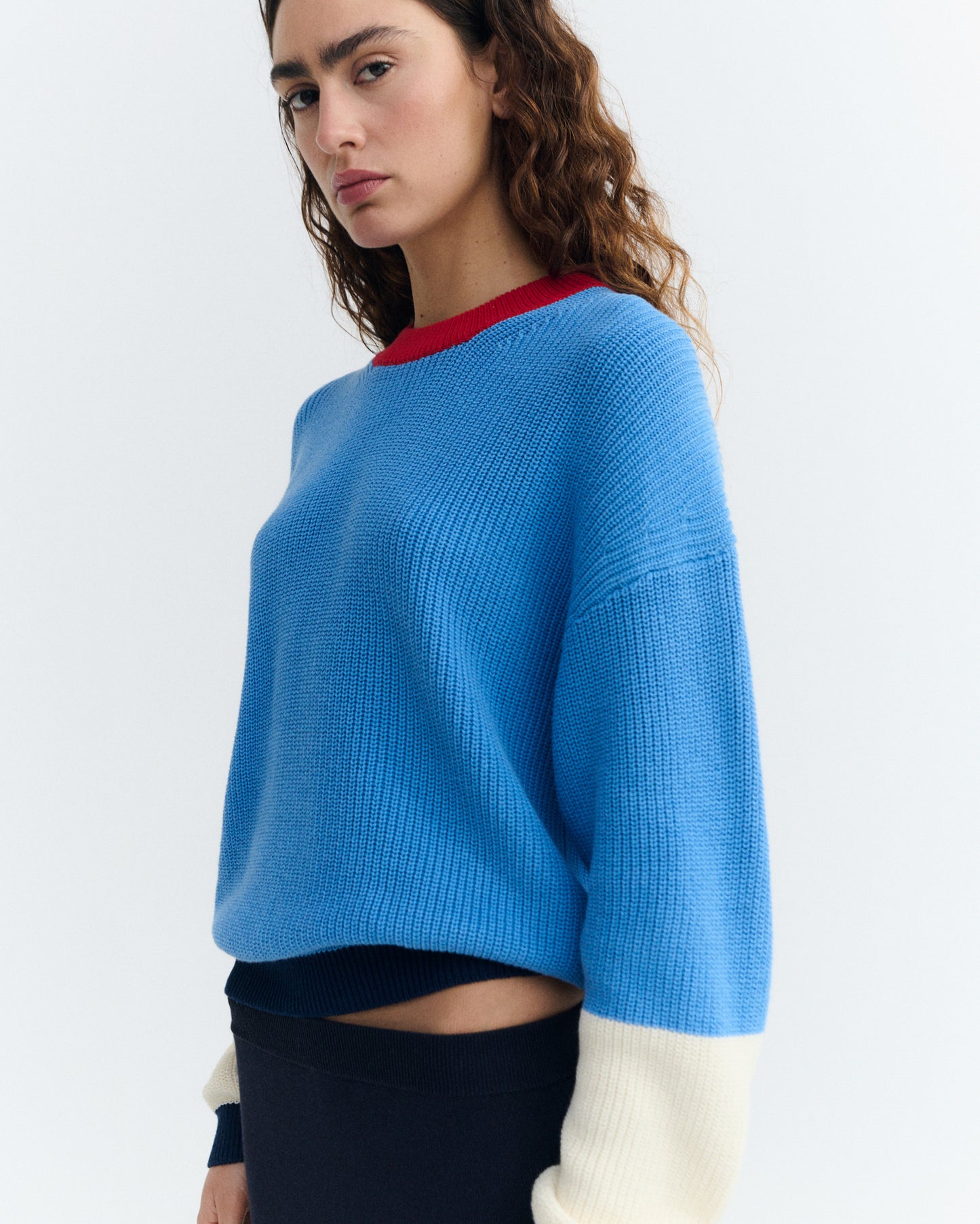 Jersey azul algodón orgánico Carmen sostenible - 3