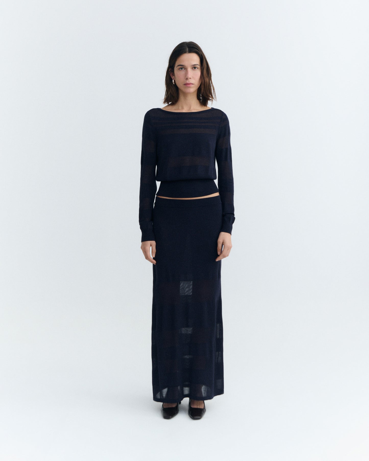 Jersey rayas semitransparente navy Raven sostenible - 1