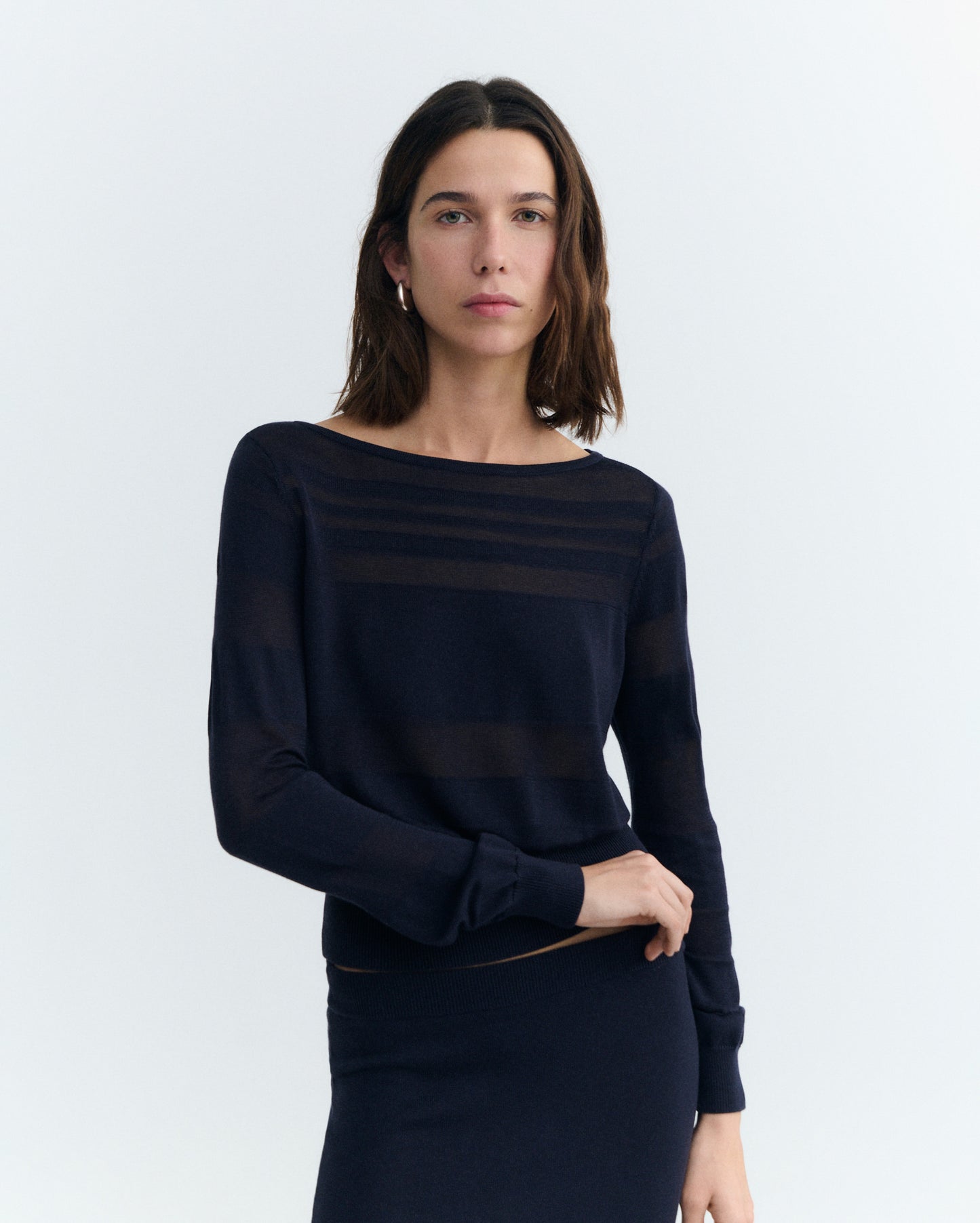 Jersey rayas semitransparente navy Raven sostenible - 3