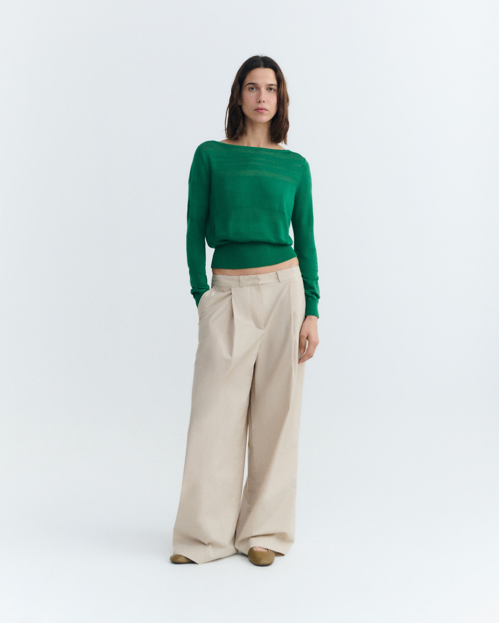 Jersey rayas semitransparente verde Raven sostenible - 1