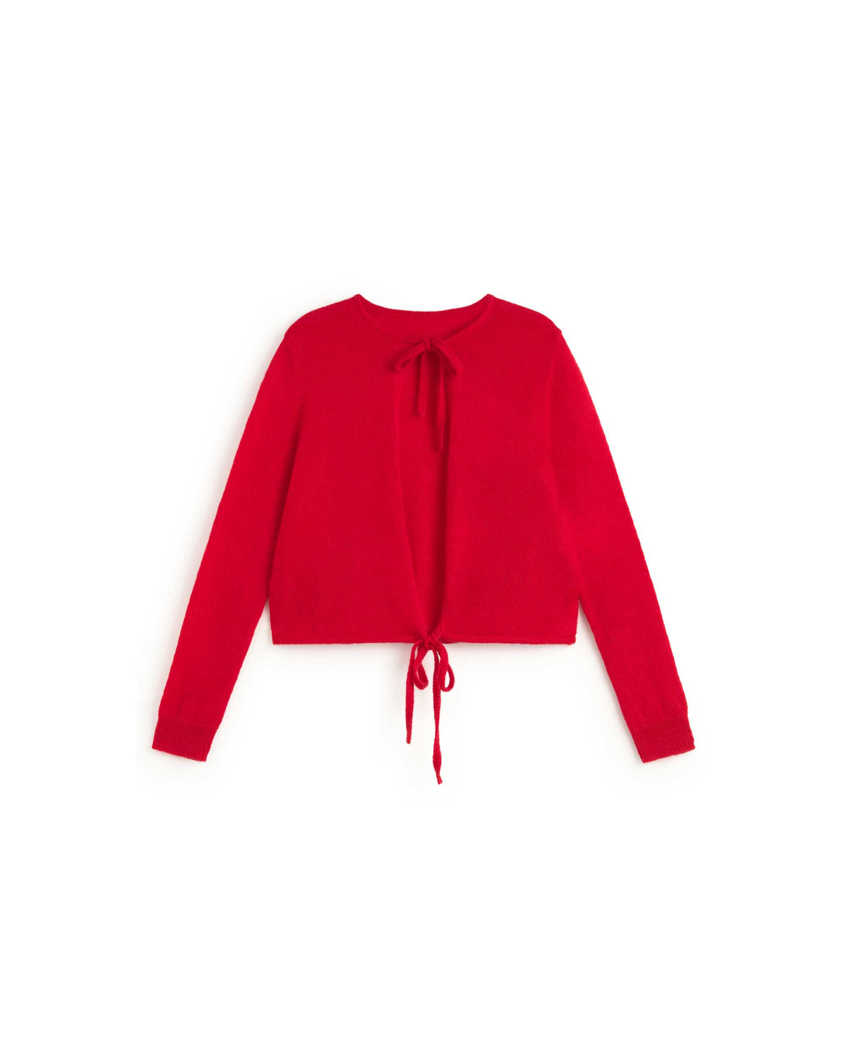 Cardigan lana rojo Leila sostenible silueta - 1