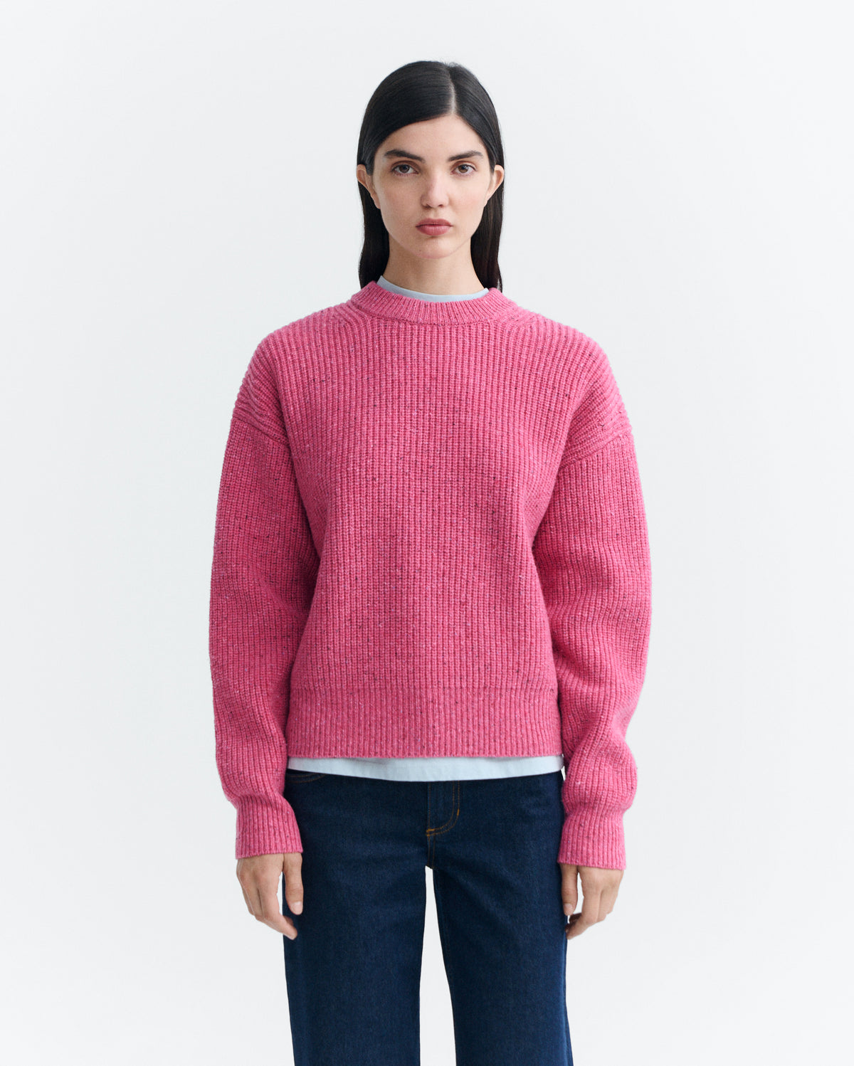 Jersey lana merino rosa Carmen sostenible - 2