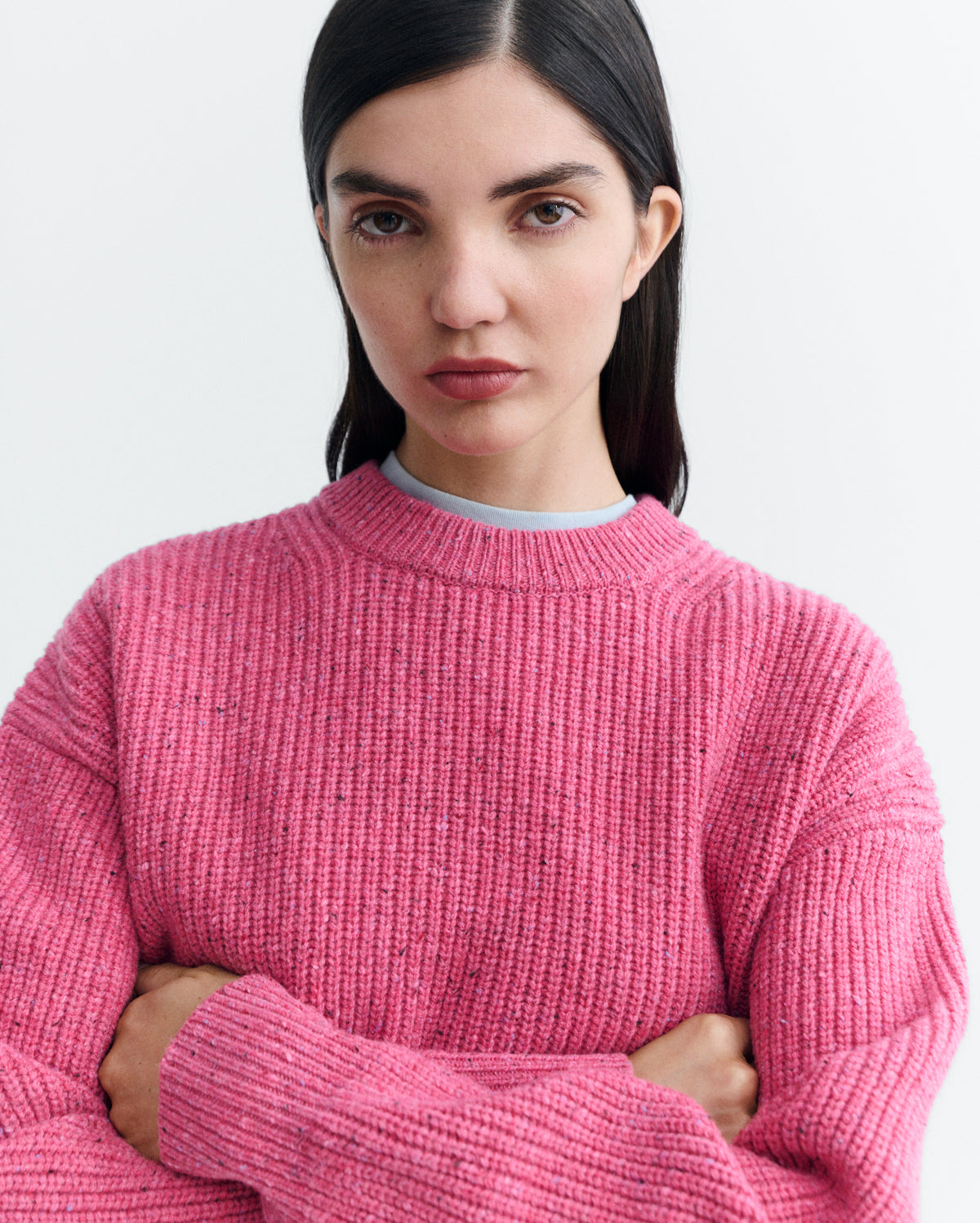 Jersey lana merino rosa Carmen sostenible - 3