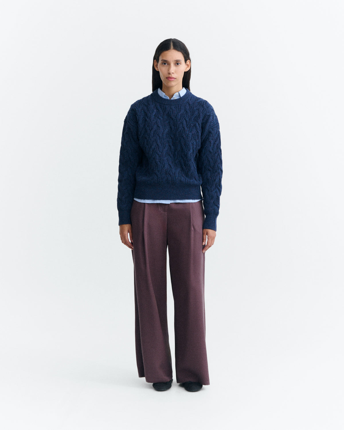 Jersey lana merino azul Carmen sostenible - 1