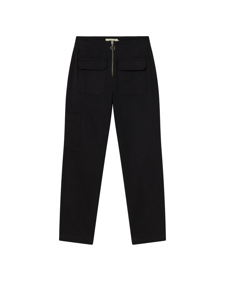 Pantalón negro cargo Kath-silueta