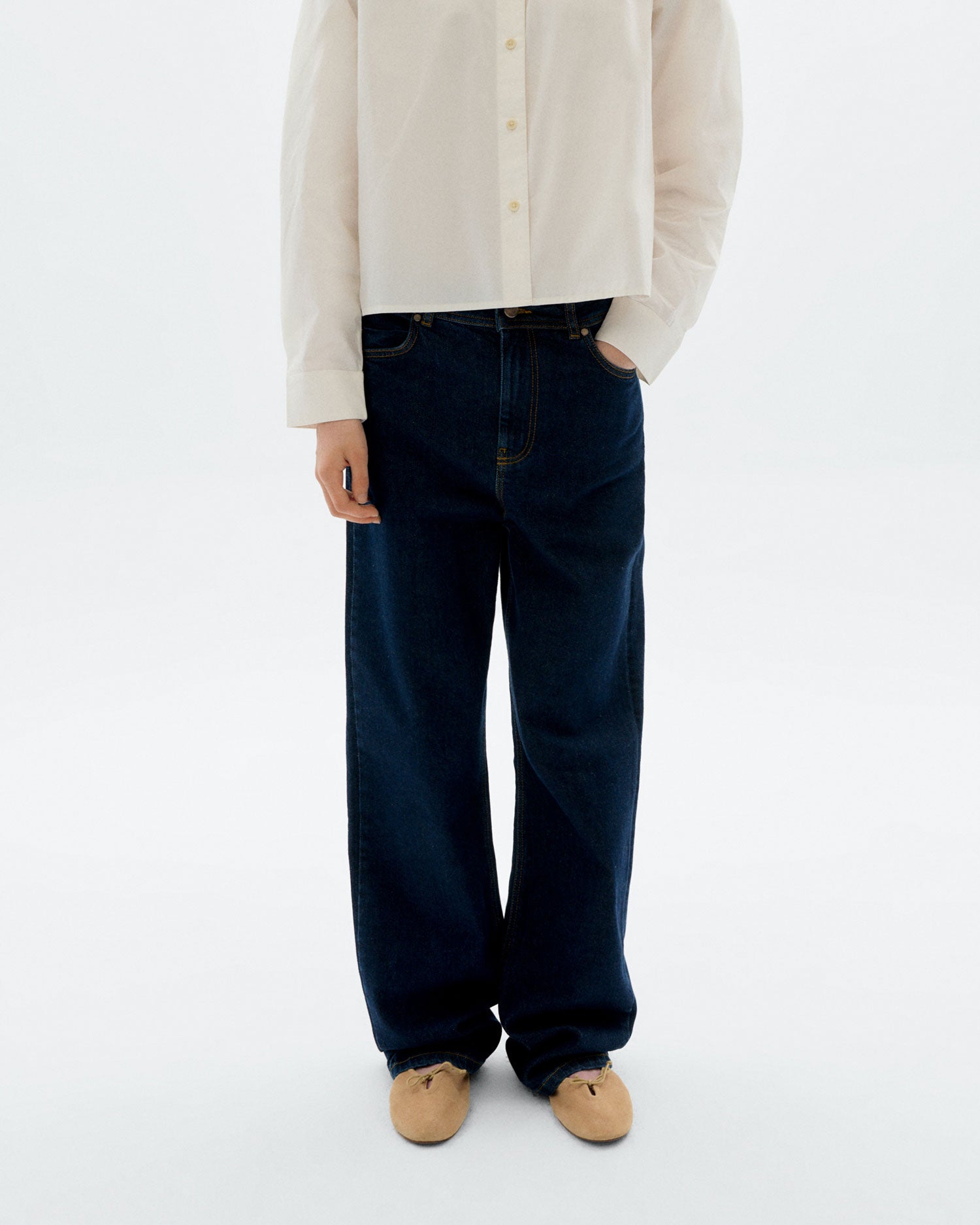 Theresa dark clean denim sustainable women's pants : Thinking Mu