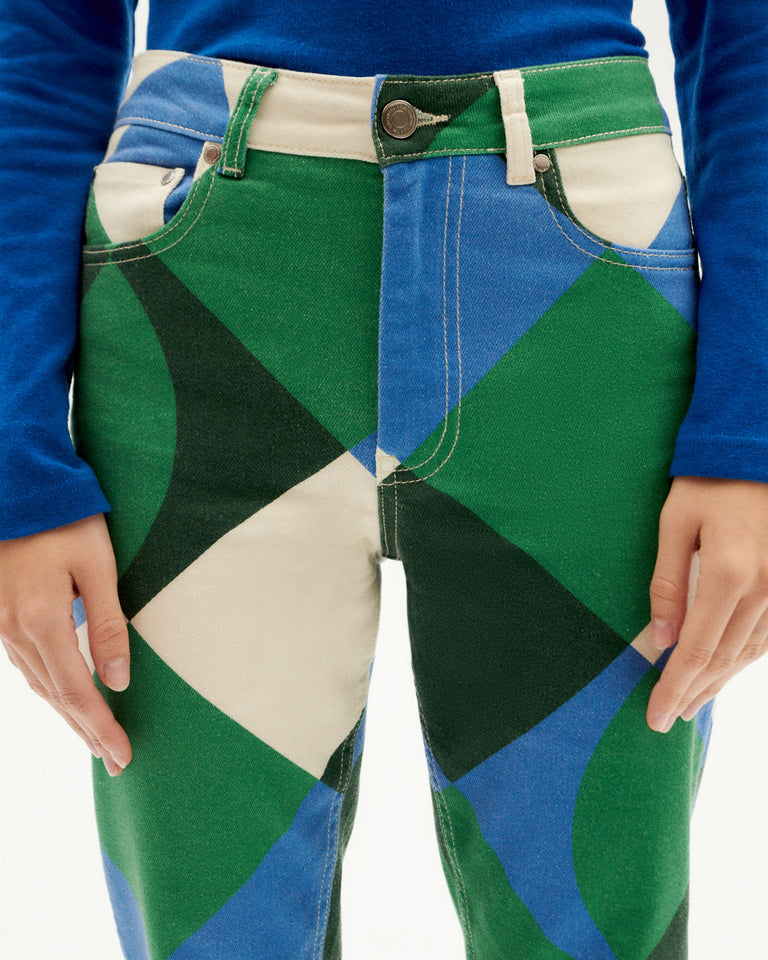 Pantalón verde Tetris Nele sostenible-3