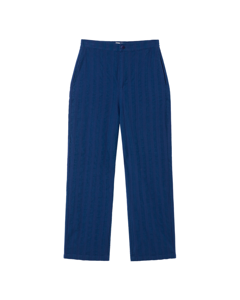 Pantalón azul seersucker Mariam sostenible -siluetax