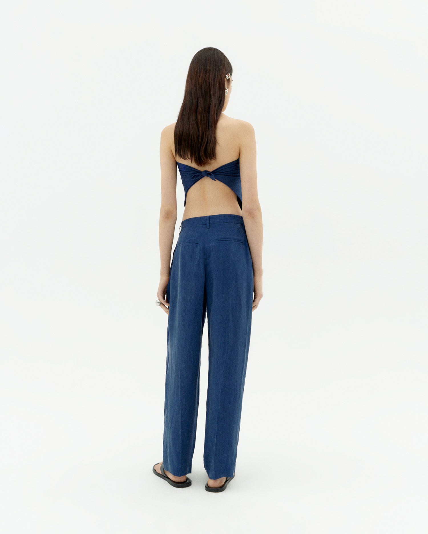 Pantalón azul cupro Cirila sostenible-4