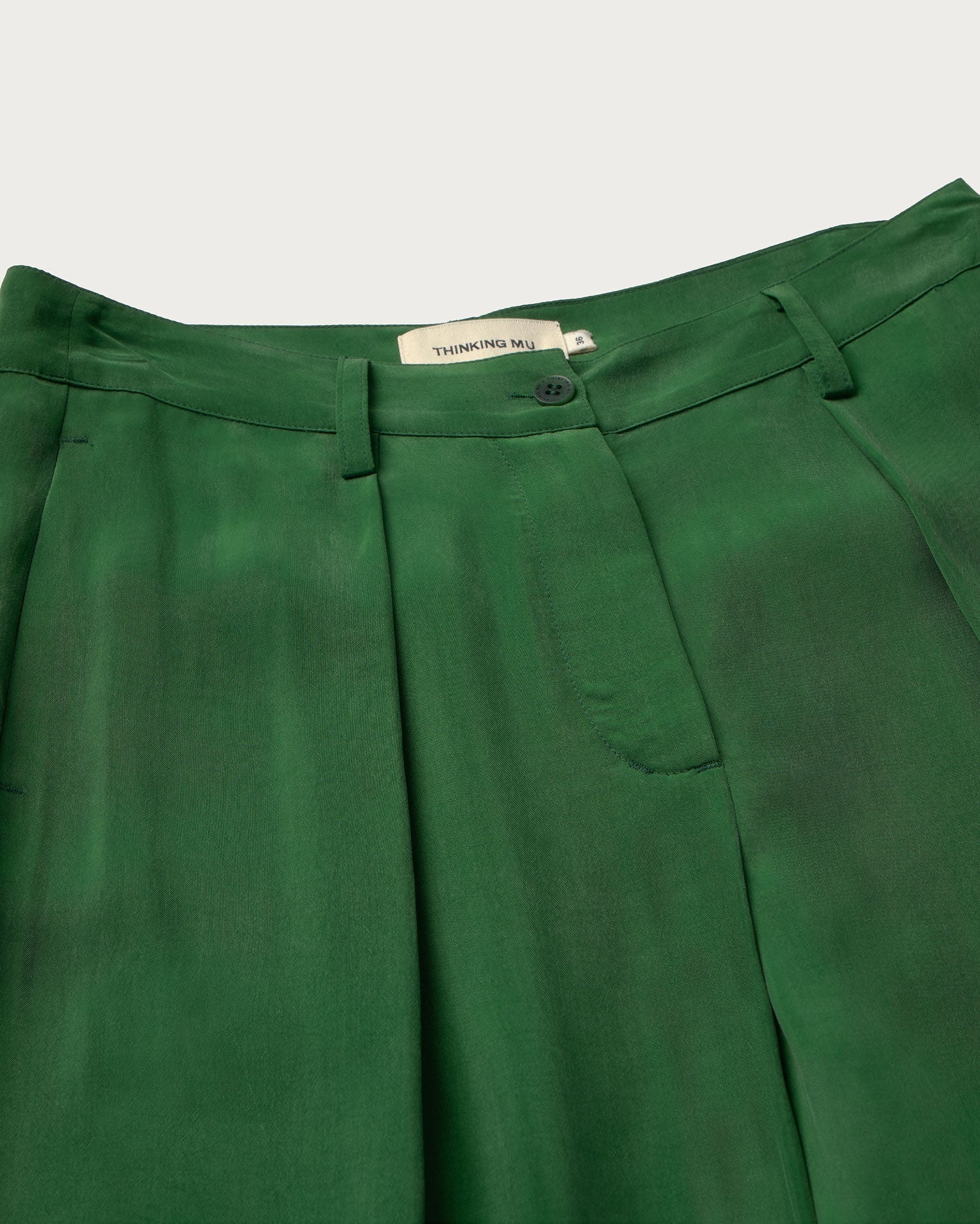 Pantalón verde cupro Cirila sostenible - silueta 3