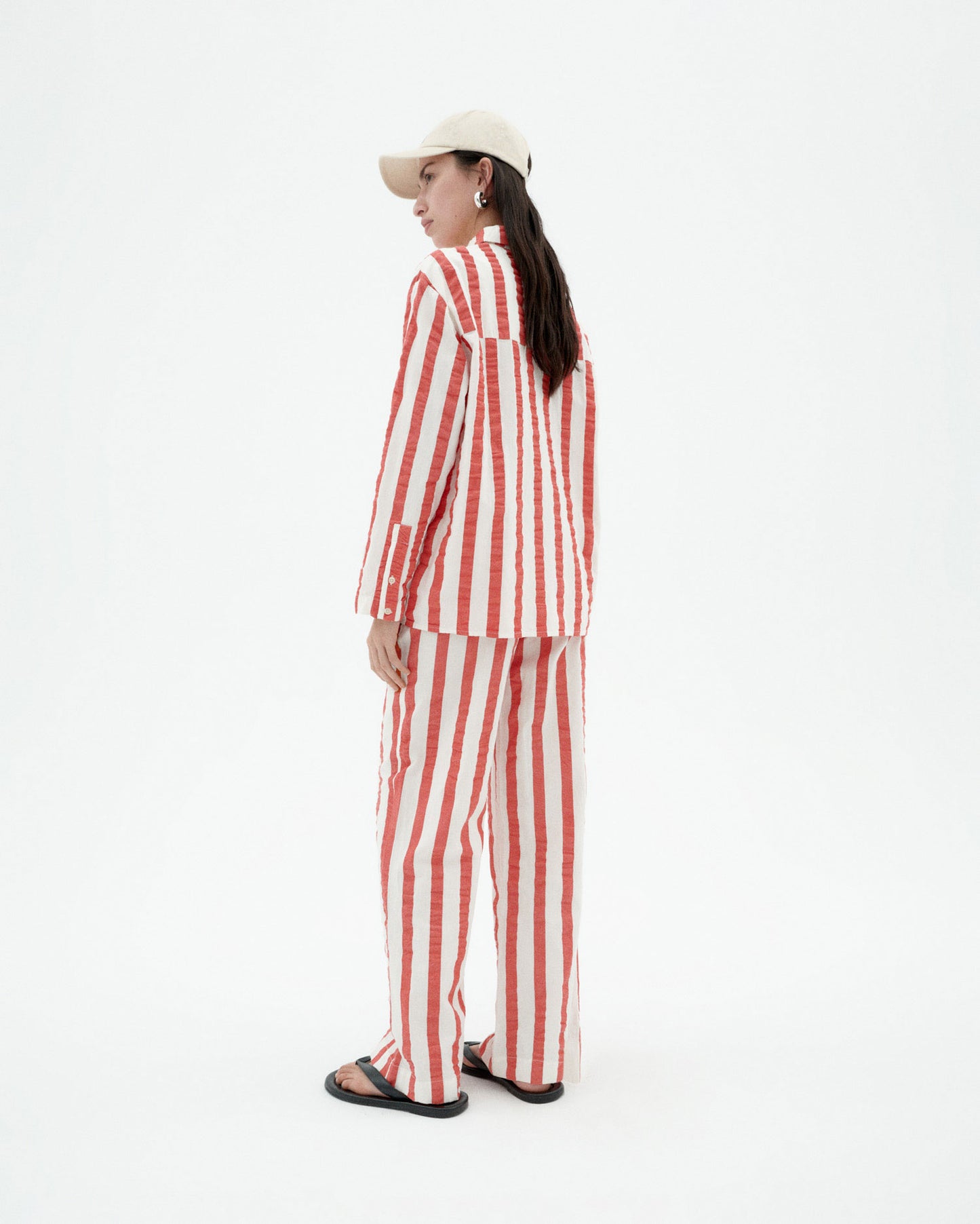 Pantalón rayas rojas Manolita sostenible-3