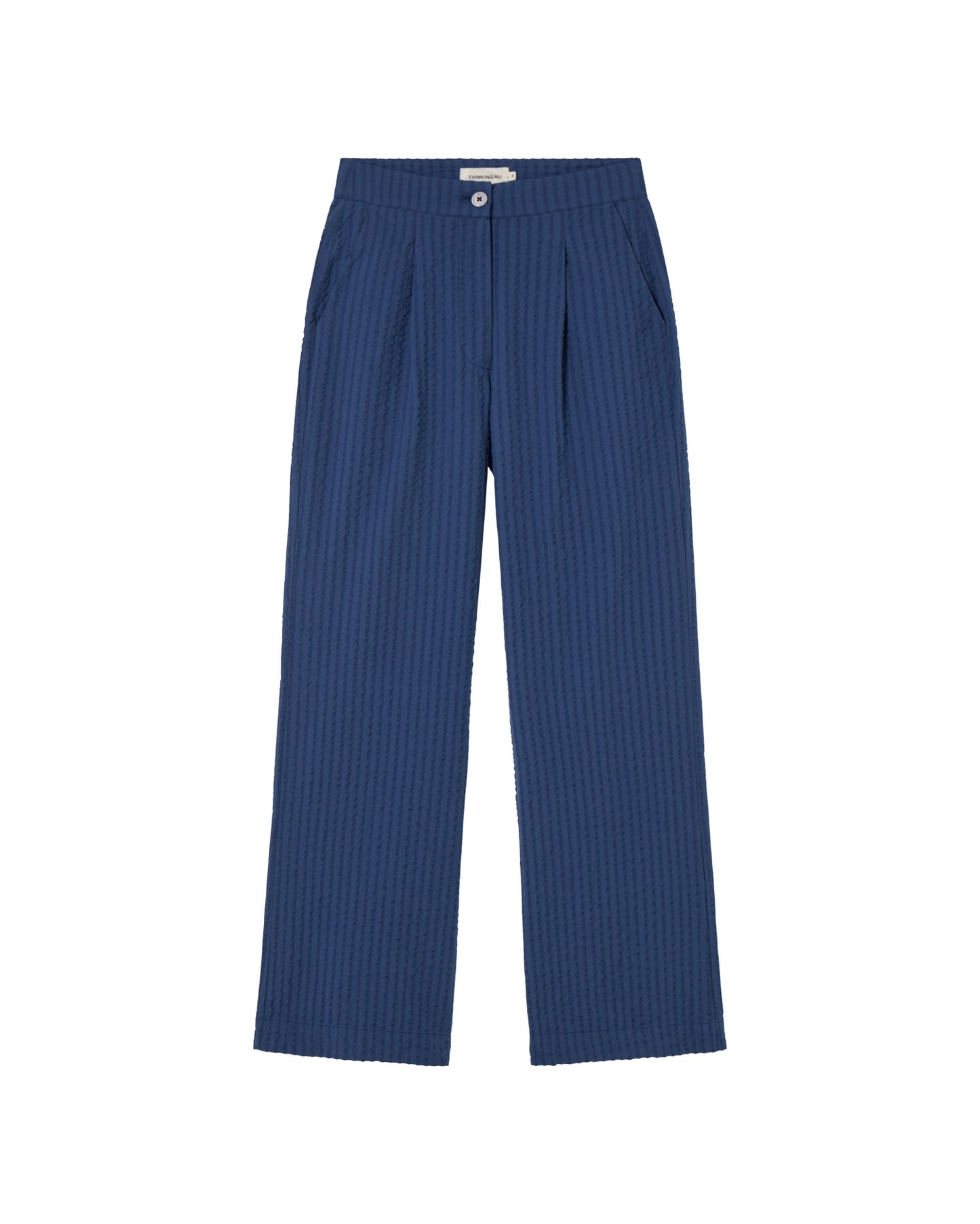Pantalón azul seersucker Manolita sostenible - silueta 3