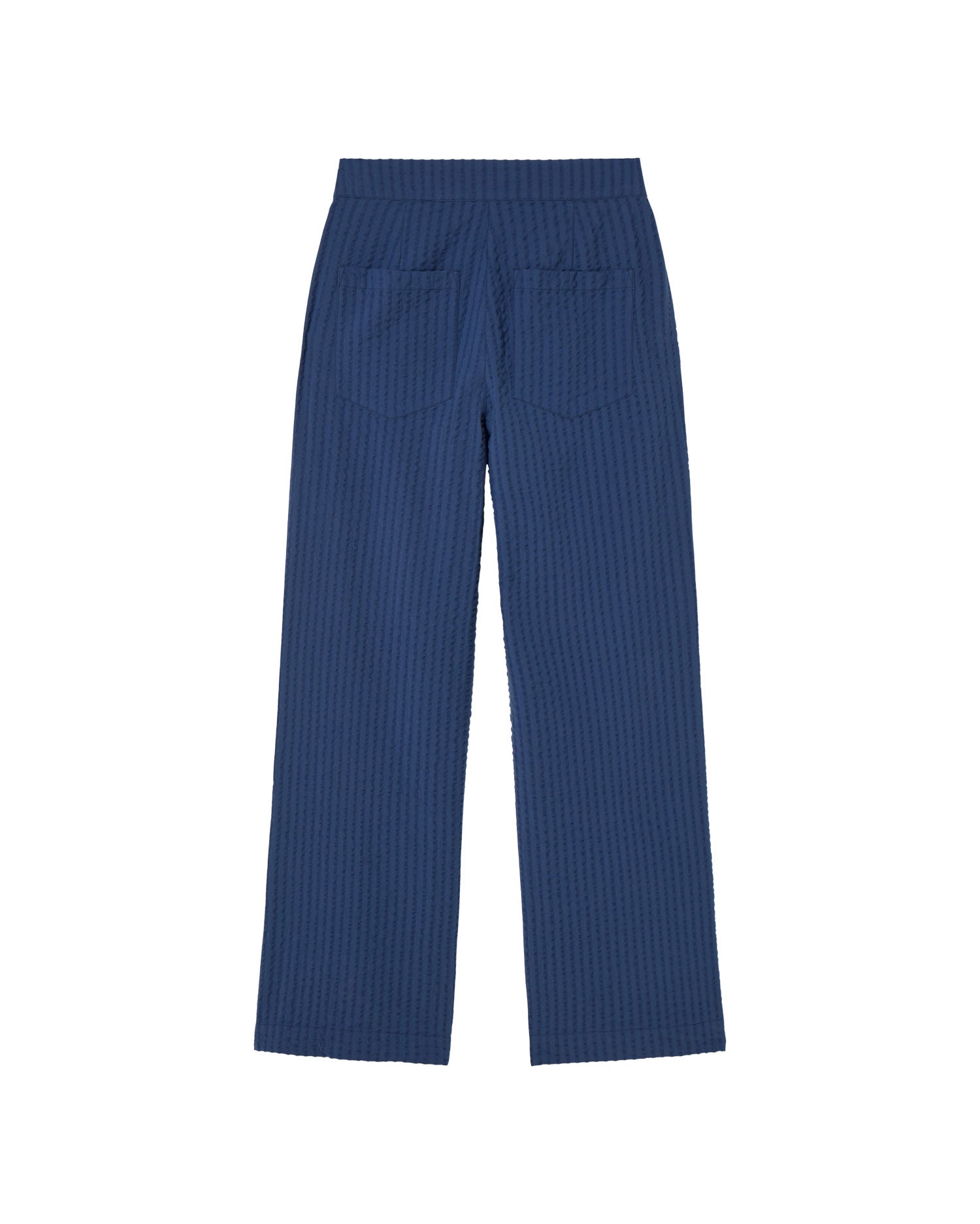 Pantalón azul seersucker Manolita sostenible - silueta 2