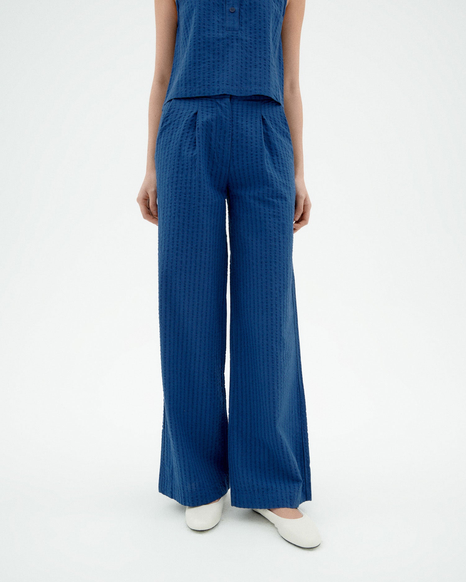 sunsea 21ss snm/blue w/耳　straight pants Sustainable Pants Blue Manolita Woman | Thinking Mu